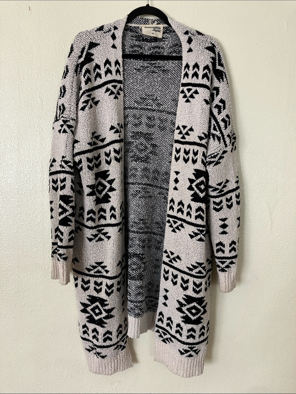Savanna Jane Southwestern Longline Cardigan Sweater, 2X